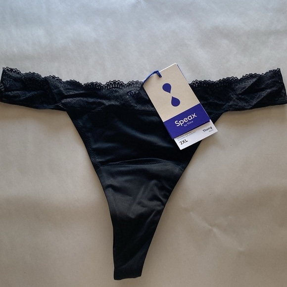 NWT Speax By Thinx Black Thong Absorbent Underwear Womens 2X Leaks & Periods - Picture 2 of 15